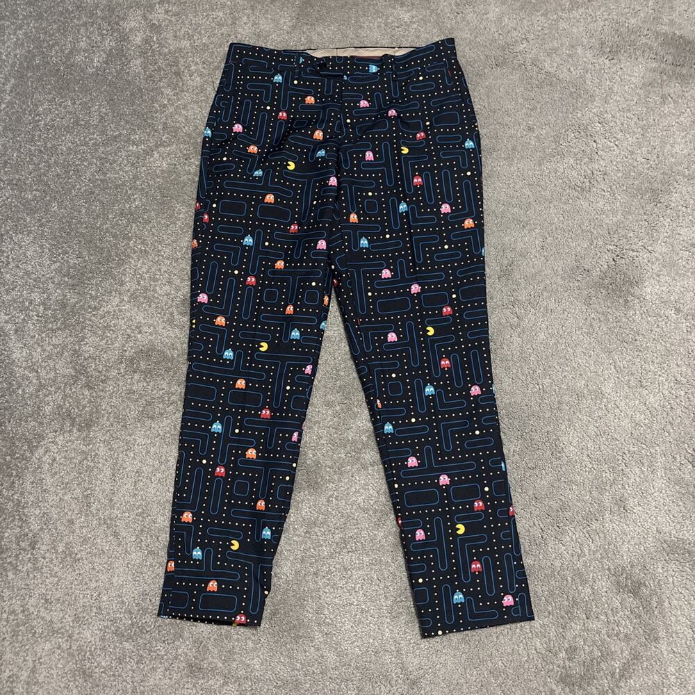 OppoSuits Pants Men's 32x30 Black Flat Front Pac-Man Modern Fit Suit Trouser